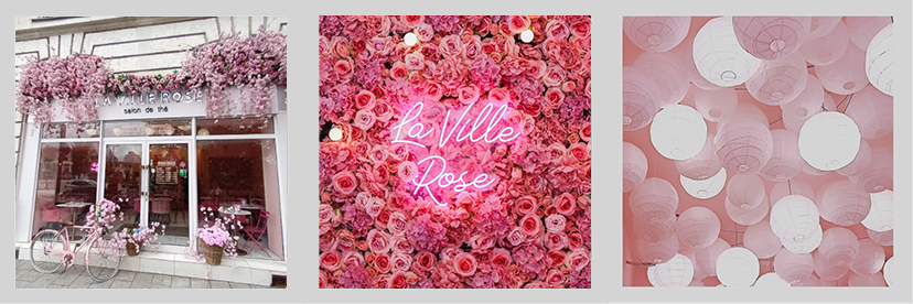 photos façade -détail-plafon salon de thé La ville Rose Toulouse La vie en rose